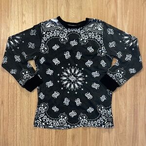Blackjack Black Paisley Long Sleeve Shirt Size M (10/12)